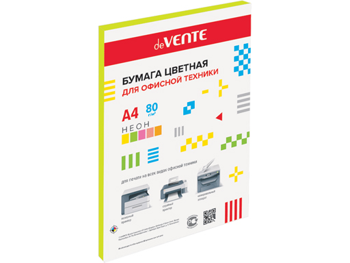 Бумага цветная для офисной техники,'deVENTE', А4 , 80г;м2, интенсив, желтый цвет, 2072226