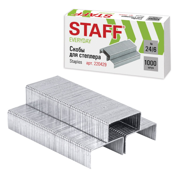 Скобы №24;6 STAFF Everyday оцинкованные (1000 шт;уп), 220429
