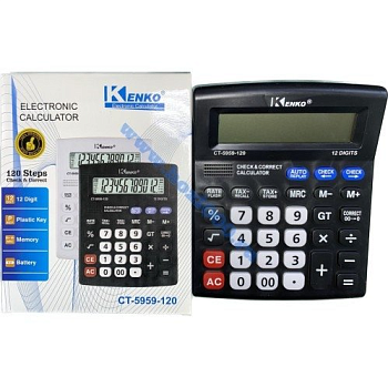 Калькулятор Alingar 12 разр. 'KK-5959-12, CT-5959-120' 155x190x25 мм, ассорти, белый, черный, AL6344